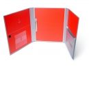 Ordnerbox mit großen Seitenklappen und innenliegender Kartontasche, offen